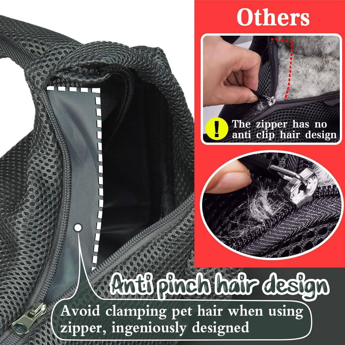 Dog Cat Sling Carrier, Adjustable Padded Shoulder Strap, with Mesh Pocket for Outdoor Travel (S - up to 4 Lbs, Black - Black)