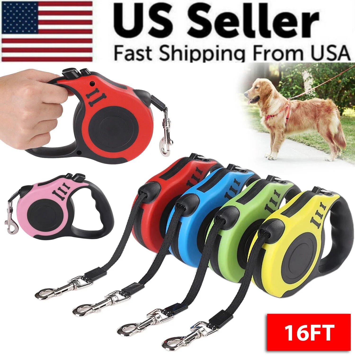 Automatic Retractable Dog Leash Pet Collar