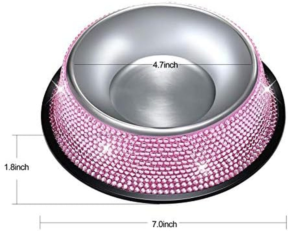 Bling Dog Bowls Pink, 640ML Handmade Bling Rhinestones Stainless Steel
☛[ Handmade Rhinestones &amp; Large Capacity ] - Our Cat Bowls are made of Handmade Sparkling Rhinestones Material ,640ml in total Capacity (320ml for each bowl)
☛[Bling Dog Bowls Pink, 640ML Handmade Bling Rhinestones Stainless Steel Pet Bowls Double Food Water Feeder