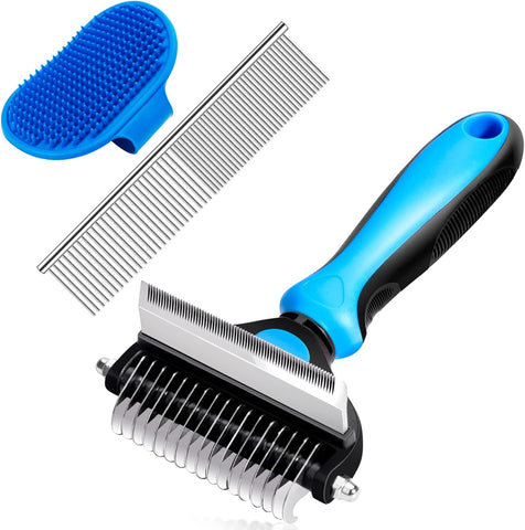 Dog Grooming Brush, 2 in 1 Dog Undercoat Rake for Small Dogs and Cats 
【2-in-1 Dual Head Grooming Brush】:The pet deshedding brush starts with lower density side for stubborn mats and tangles, finish with higher density side for thinninCats Shedding, Safe Dematting Comb Deshedding Tool