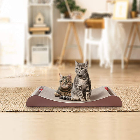 Scratchme Cat Scratcher Cardboard Lounge Bed with Bell Ball Toy